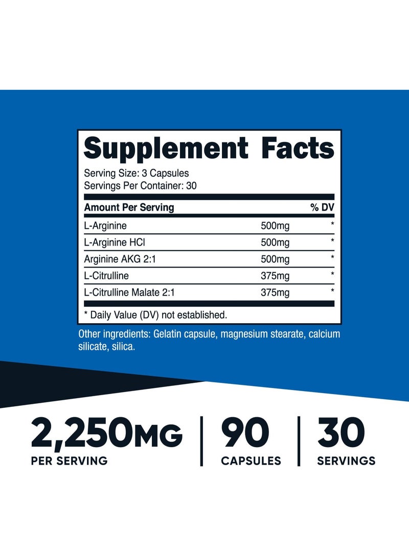 Nutricost Nitric Oxide Booster (2250mg) 90 Capsules - Gluten Free, Non-GMO, 750mg Per Casule, 30 Servings - Image 2